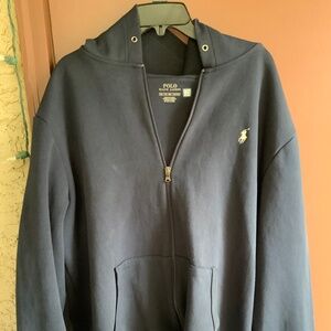 Black Double Knit Full Zip Polo by Ralph Lauren in XXL